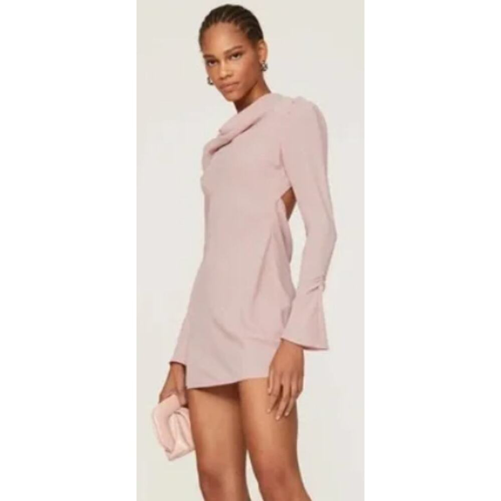 De La Vali Blue Moon Backless Long Sleeve Mini Dress Women's Size 12 Pink